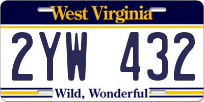 WV license plate 2YW432