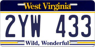WV license plate 2YW433