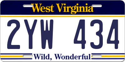 WV license plate 2YW434