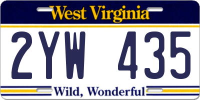 WV license plate 2YW435