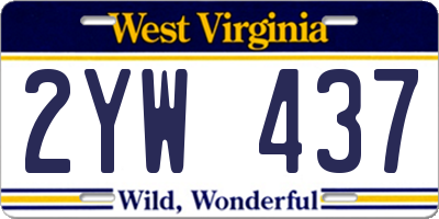 WV license plate 2YW437