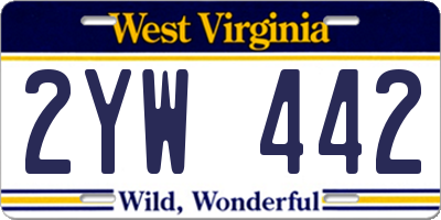 WV license plate 2YW442
