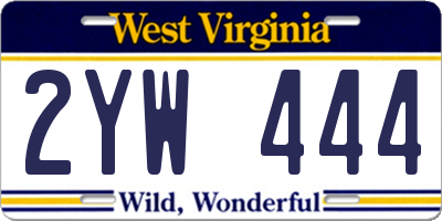 WV license plate 2YW444
