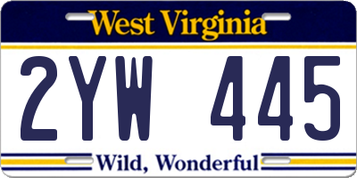 WV license plate 2YW445