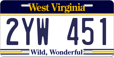 WV license plate 2YW451