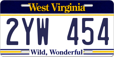 WV license plate 2YW454