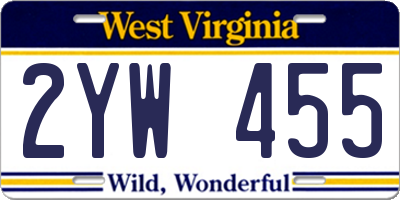 WV license plate 2YW455