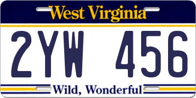 WV license plate 2YW456