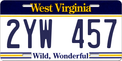 WV license plate 2YW457