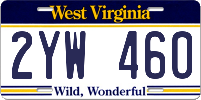 WV license plate 2YW460