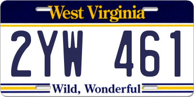 WV license plate 2YW461