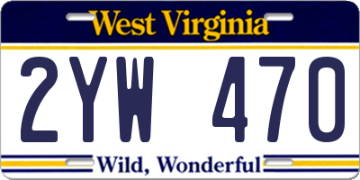 WV license plate 2YW470