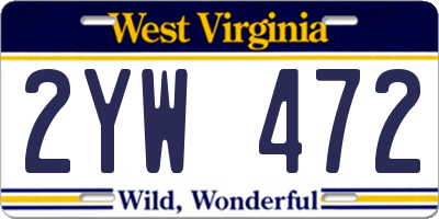 WV license plate 2YW472