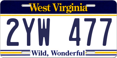 WV license plate 2YW477