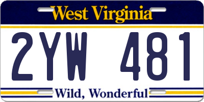 WV license plate 2YW481
