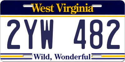 WV license plate 2YW482