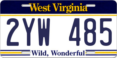 WV license plate 2YW485