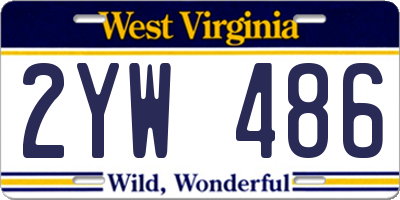WV license plate 2YW486