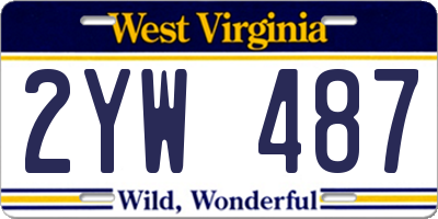 WV license plate 2YW487