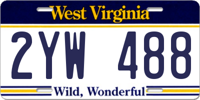 WV license plate 2YW488