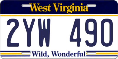 WV license plate 2YW490