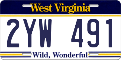 WV license plate 2YW491