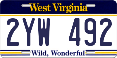 WV license plate 2YW492