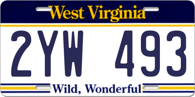 WV license plate 2YW493