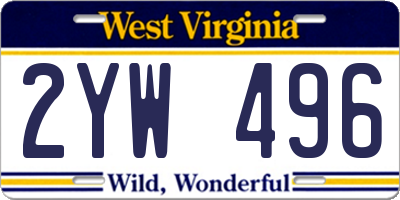WV license plate 2YW496