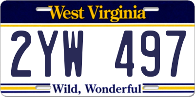 WV license plate 2YW497