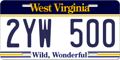 WV license plate 2YW500