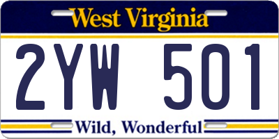 WV license plate 2YW501