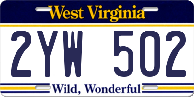 WV license plate 2YW502