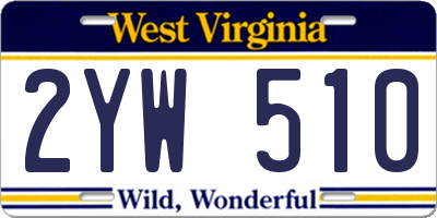 WV license plate 2YW510