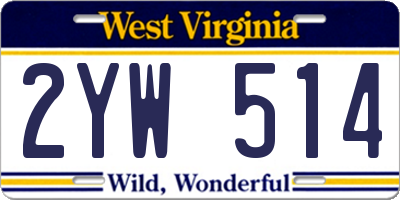 WV license plate 2YW514