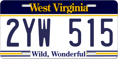 WV license plate 2YW515