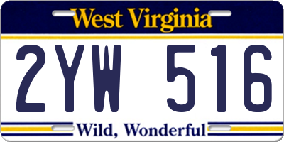 WV license plate 2YW516