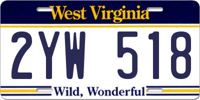 WV license plate 2YW518