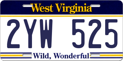 WV license plate 2YW525