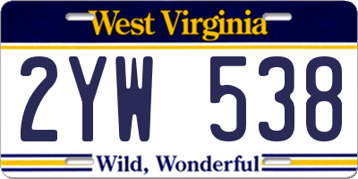 WV license plate 2YW538