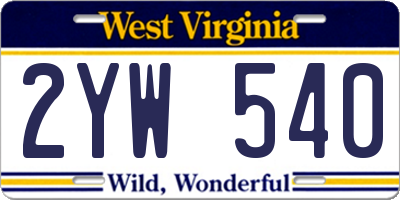 WV license plate 2YW540