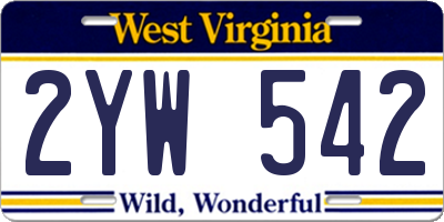 WV license plate 2YW542