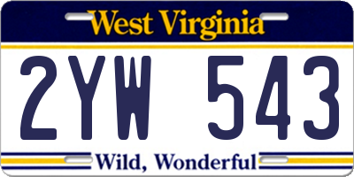 WV license plate 2YW543