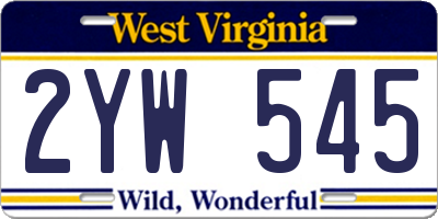 WV license plate 2YW545