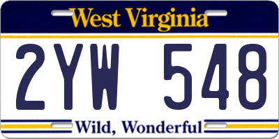 WV license plate 2YW548