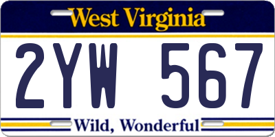 WV license plate 2YW567