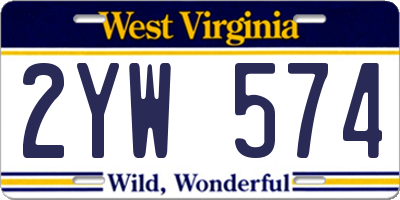 WV license plate 2YW574