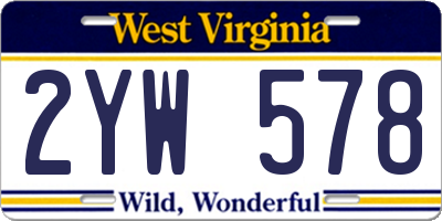 WV license plate 2YW578