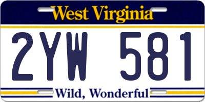 WV license plate 2YW581