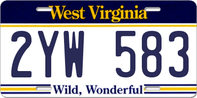 WV license plate 2YW583